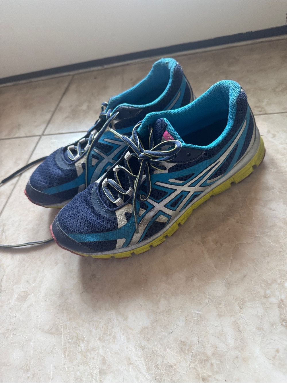 Asics Women's Navy Blue and Teal Running Shoes